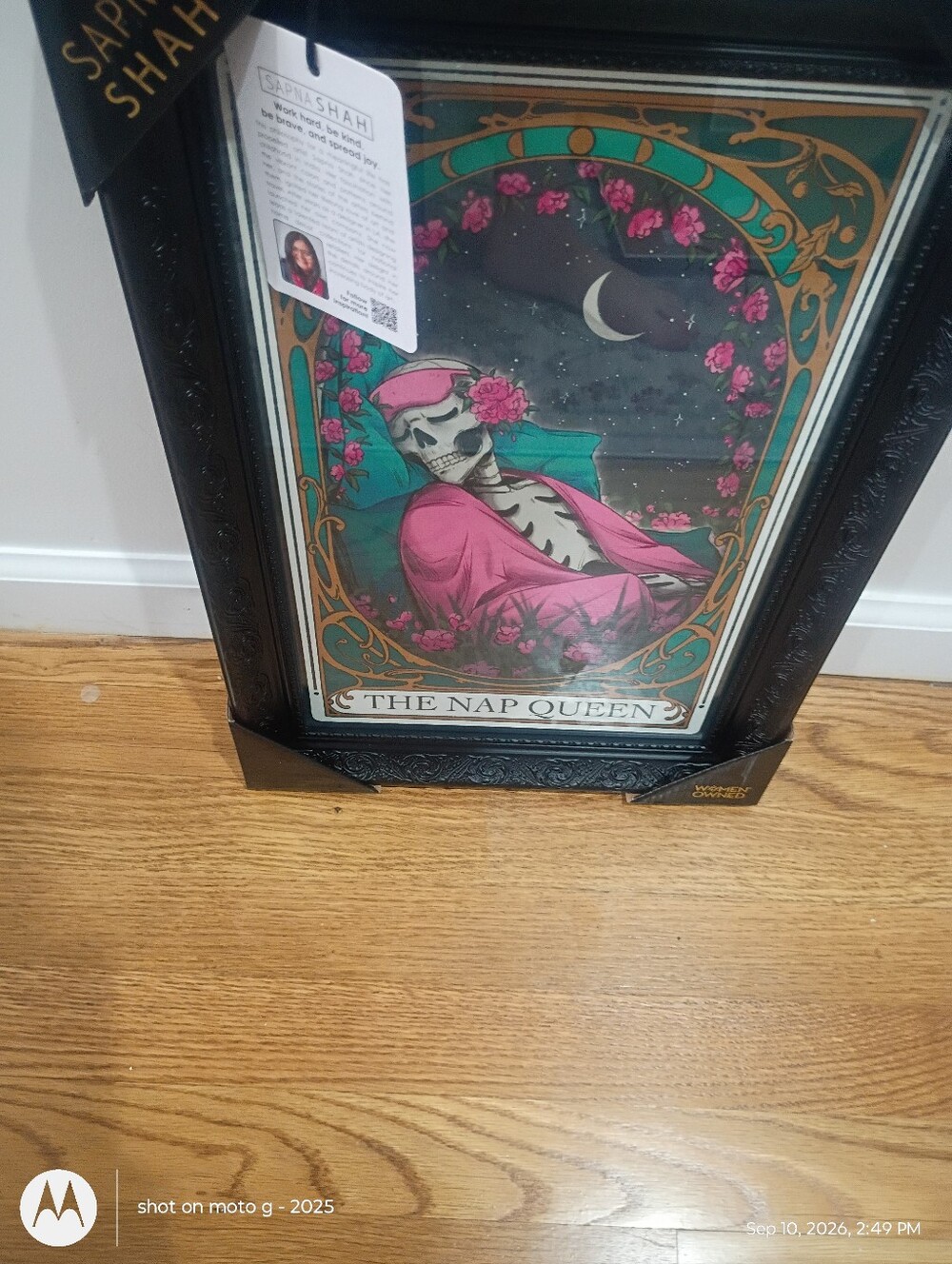 The Nap Queen Framed Art Print - Pink & Teal